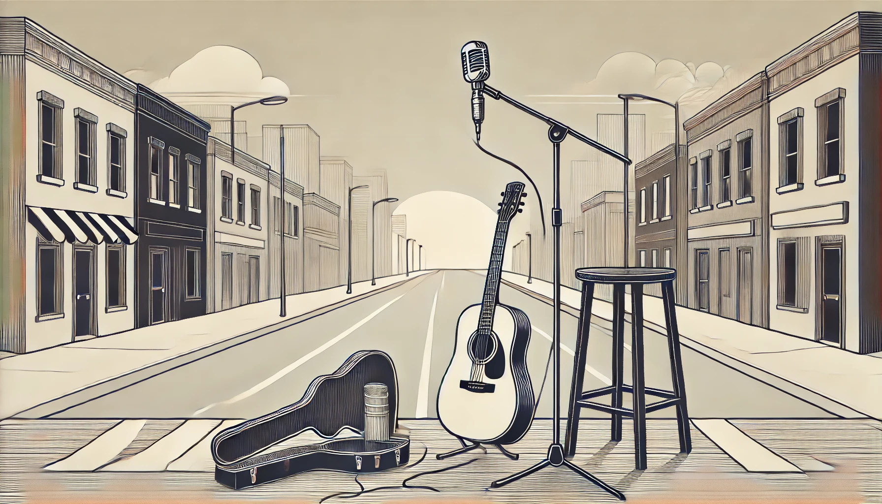 Guitar and stall on the road