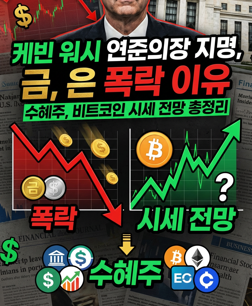 케빈 워시 연준의장 지명, 금, 은 폭락 이유, 수혜주, 비트코인 시세 전망 총정리