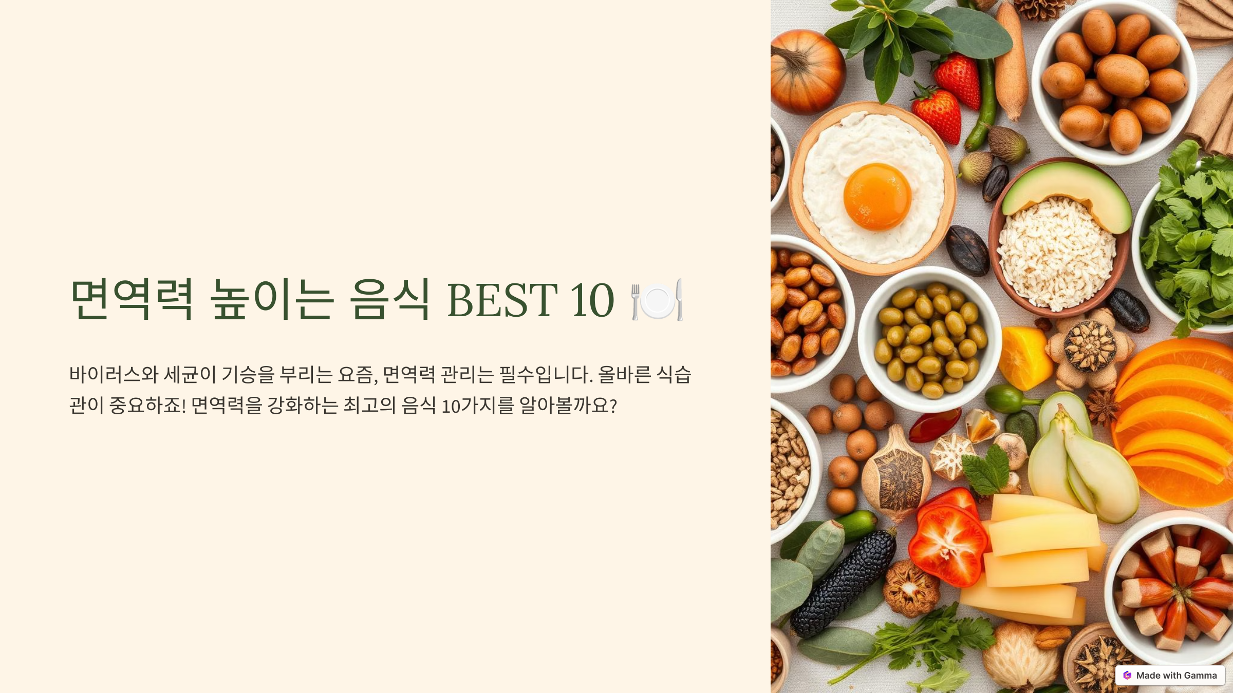 면역력 높이는 음식 BEST 10