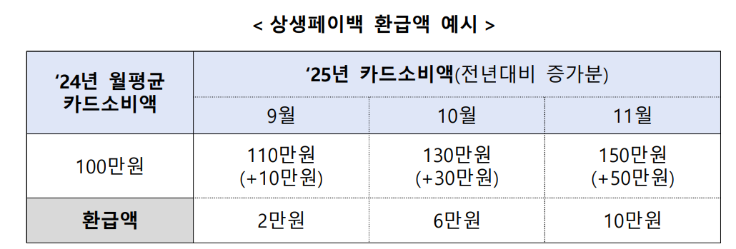 상상페이백 환급액 예시