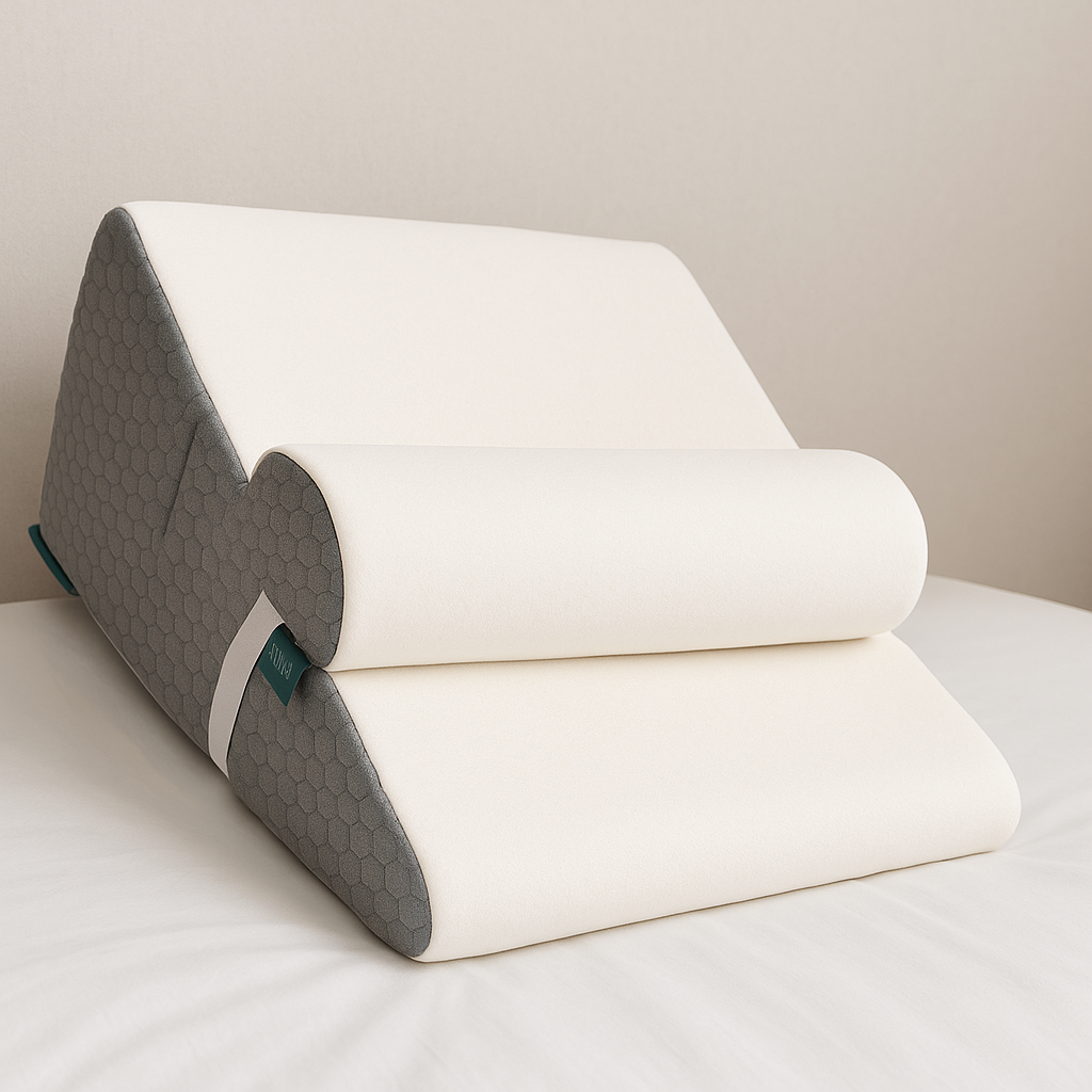 침대와 쇼파에서 편안한 자세를 만들어주는 삼각 등받이쿠션, 허리와 목 지지에 좋은 메모리폼 인테리어 쿠션