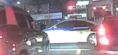 음주운전 도주 차량의 위험한 주행을 대전 중구 태평오거리 도주로 차단 모습