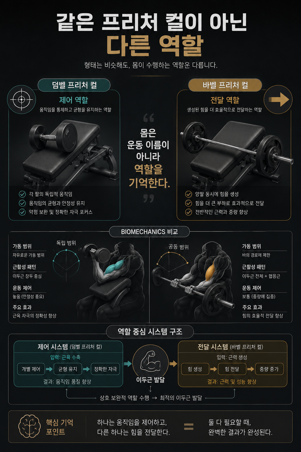 같은 이두 운동이 아닌 다른 역할