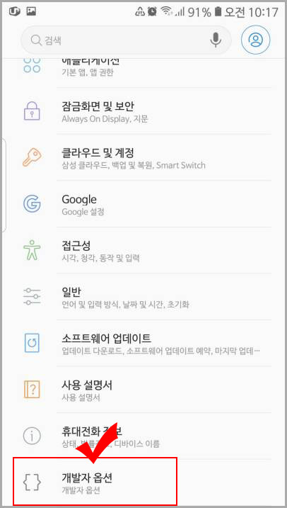 갤럭시 개발자 옵션