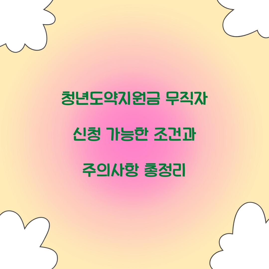 청년도약지원금 무직자