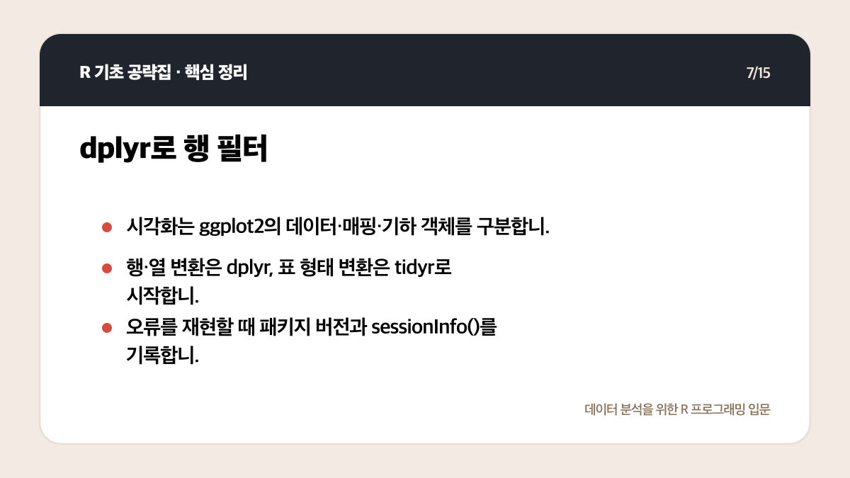 R 데이터 분석 패키지 입문: tidyverse부터 무엇을 설치할까 핵심 정리 7
