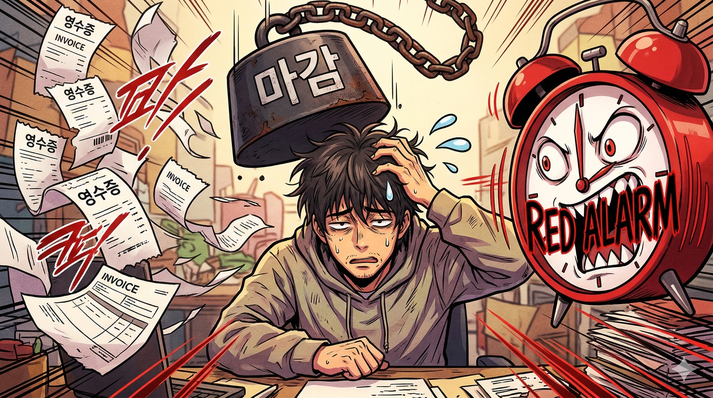 영수증과 마감 압박에 시달리는 프리랜서의 고군분투