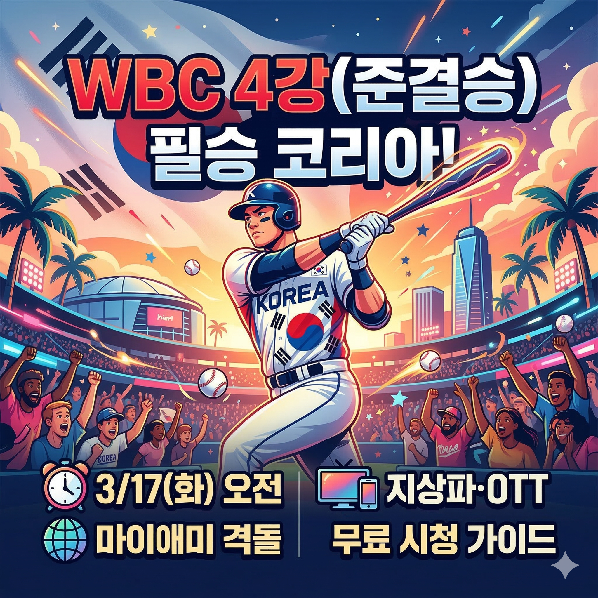 [WBC 4강] 한국 준결승 진출! 경기 일정 및 대진표, 중계 채널 완벽 가이드