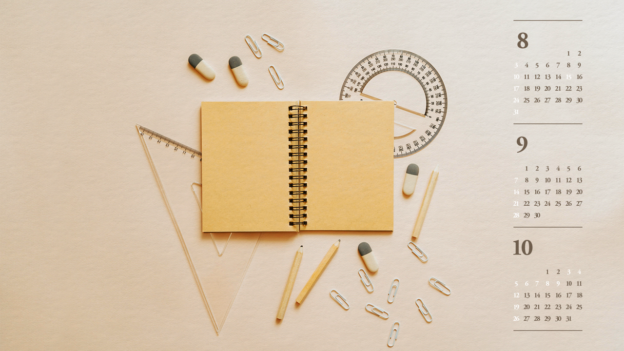 11 삼각자와 노트 B - 2025년9월 노트북배경화면