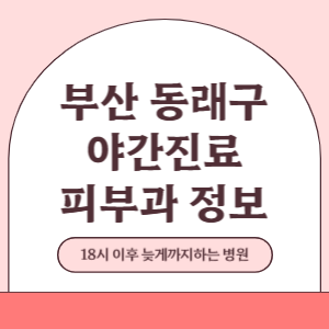 부산 동래구 야간진료 피부과 병원 (18시 이후 늦게까지하는 병원)