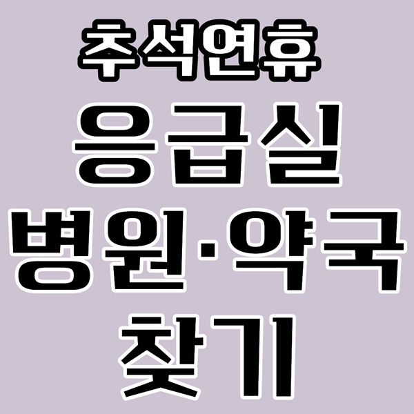 추석연휴 양주·동두천 응급실·병원·약국 찾기