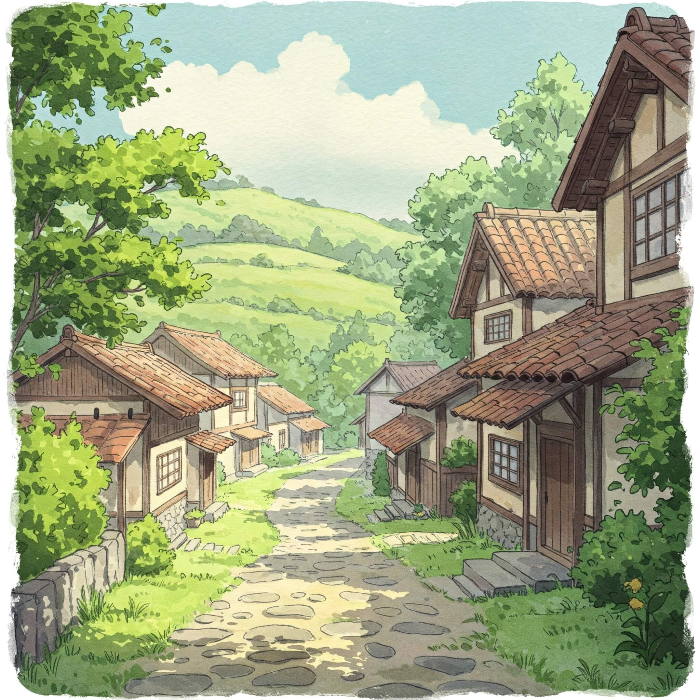 시골 마을 풍경 프롬프트