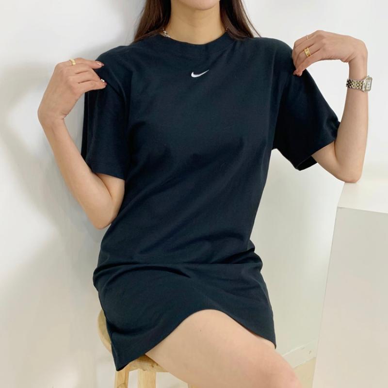 나이키 반팔 롱티셔츠 원피스 루즈핏 레이어드