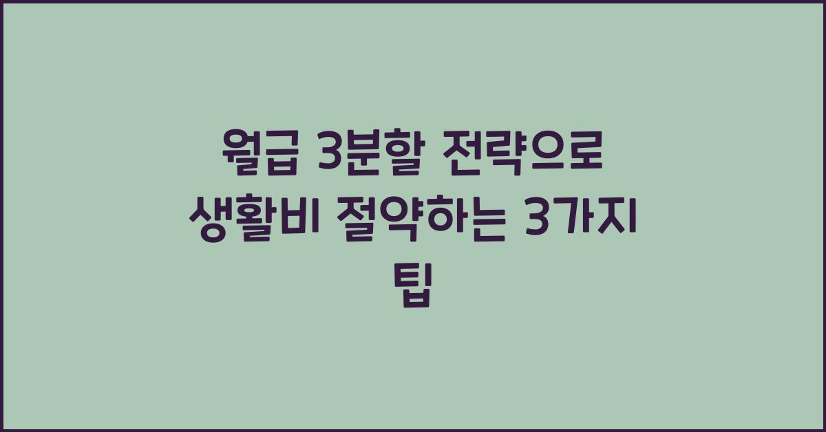 월급 3분할 전략