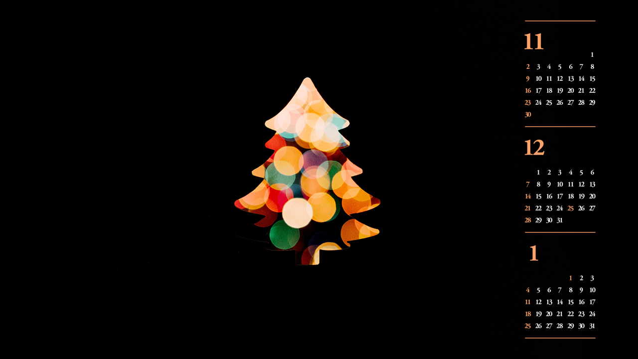 07 크리스마스 트리 불빛 B - 2025년12월 노트북배경화면