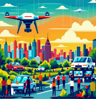 AI 발전이 경제적, 사회적으로 영향을 미치는 이미지