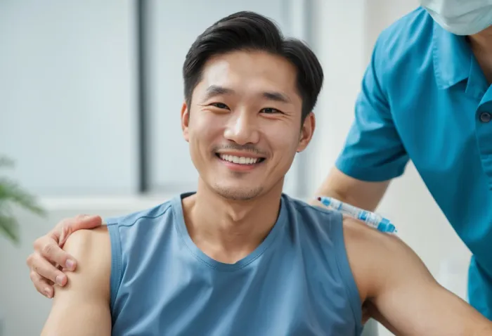 dna주사 시술 후 밝게 웃고 있는 모습