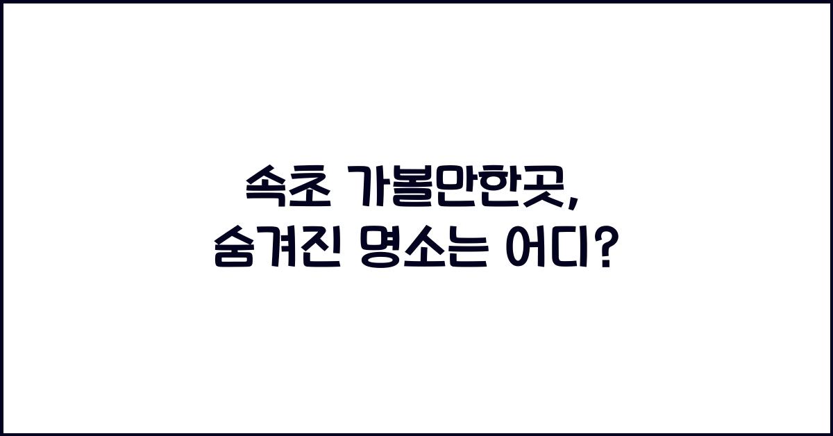 속초 가볼만한곳