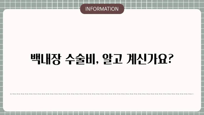 백내장 수술비: