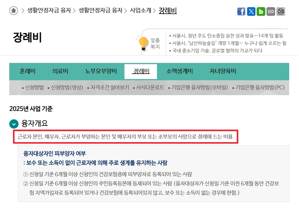 생활안정자금 융자신청 신청자격,융자한도