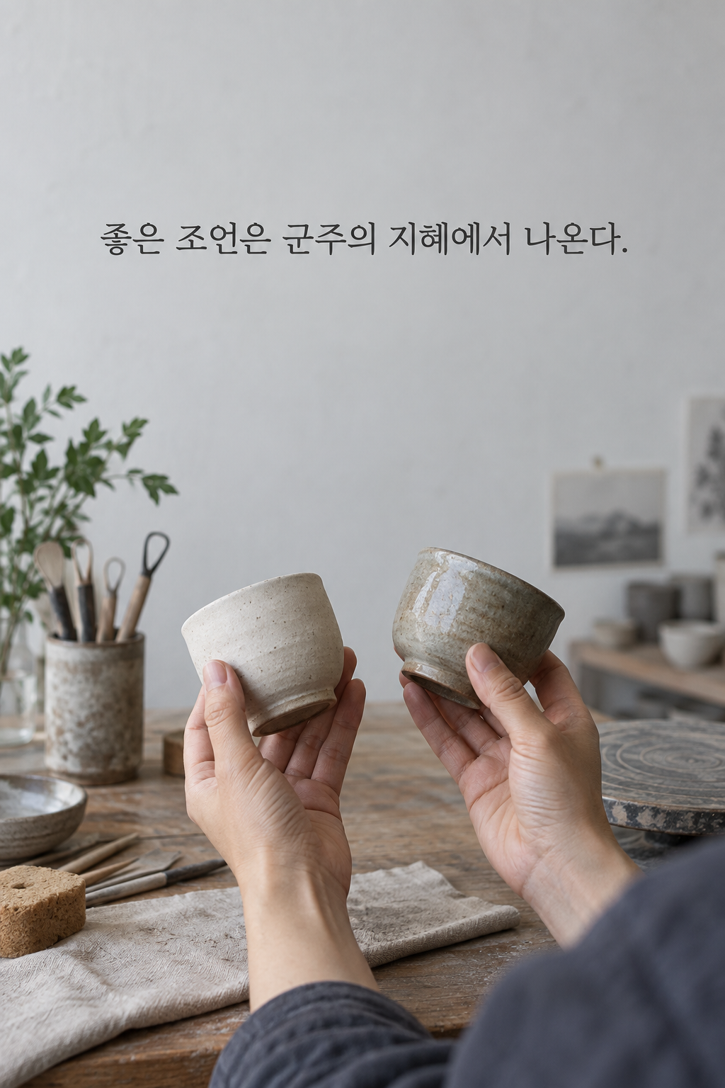 좋은 조언은 군주의 지혜에서 나온다. 문구가 담긴 세로형 이미지