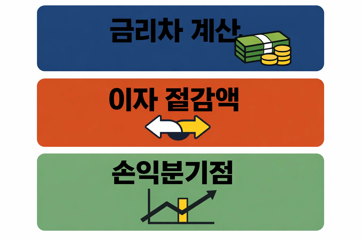 주택담보대출 중도상환수수료 부담과 금리 인하 효과를 비교해 갈아타기 손익분기점을 계산한 이미지