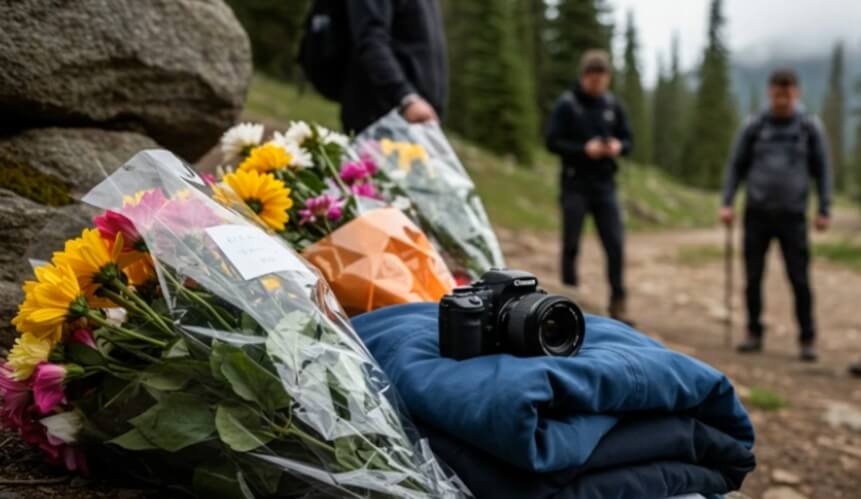 몽골 화산 지형 절벽 근처 위험한 촬영 장면