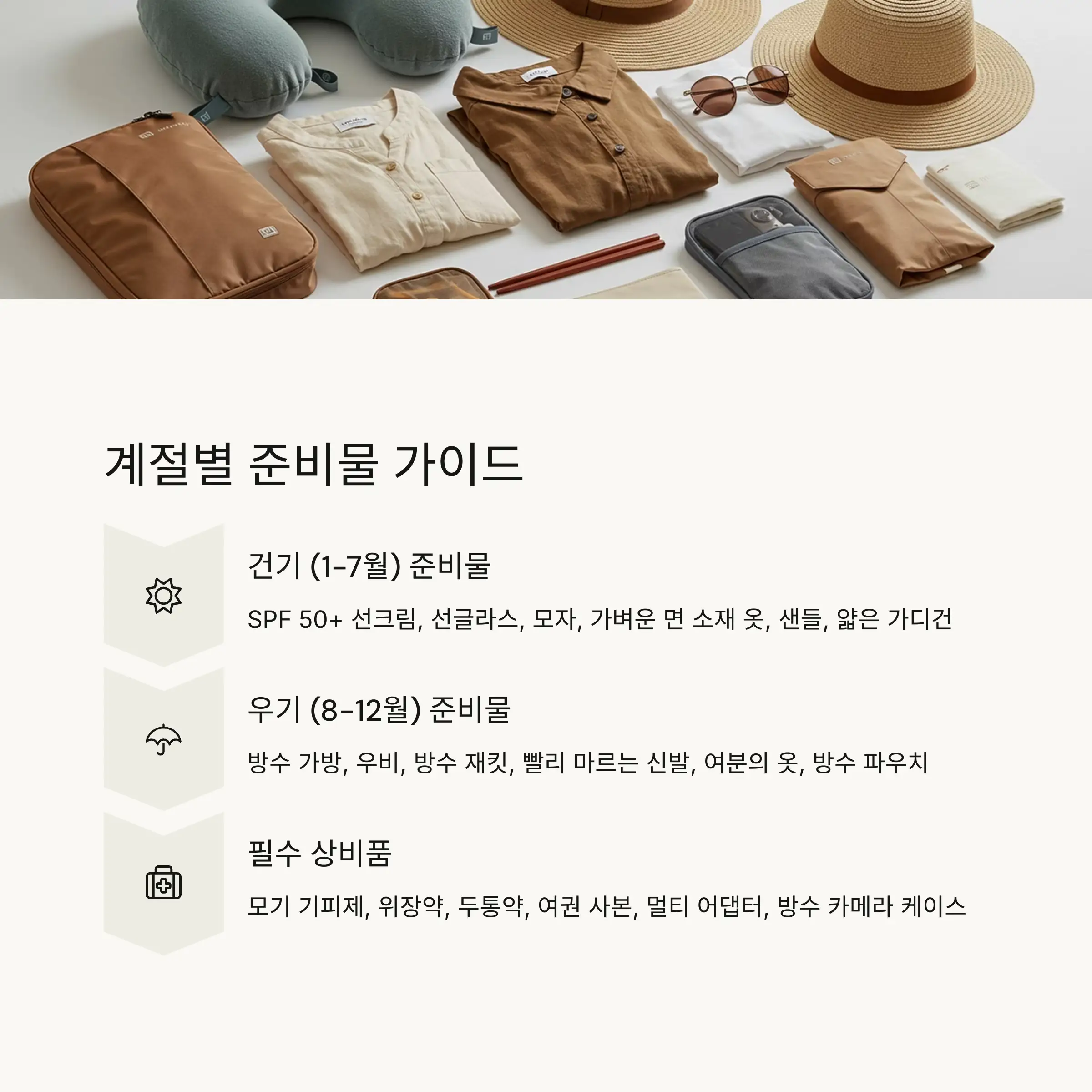 🎒 계절별 준비물 가이드