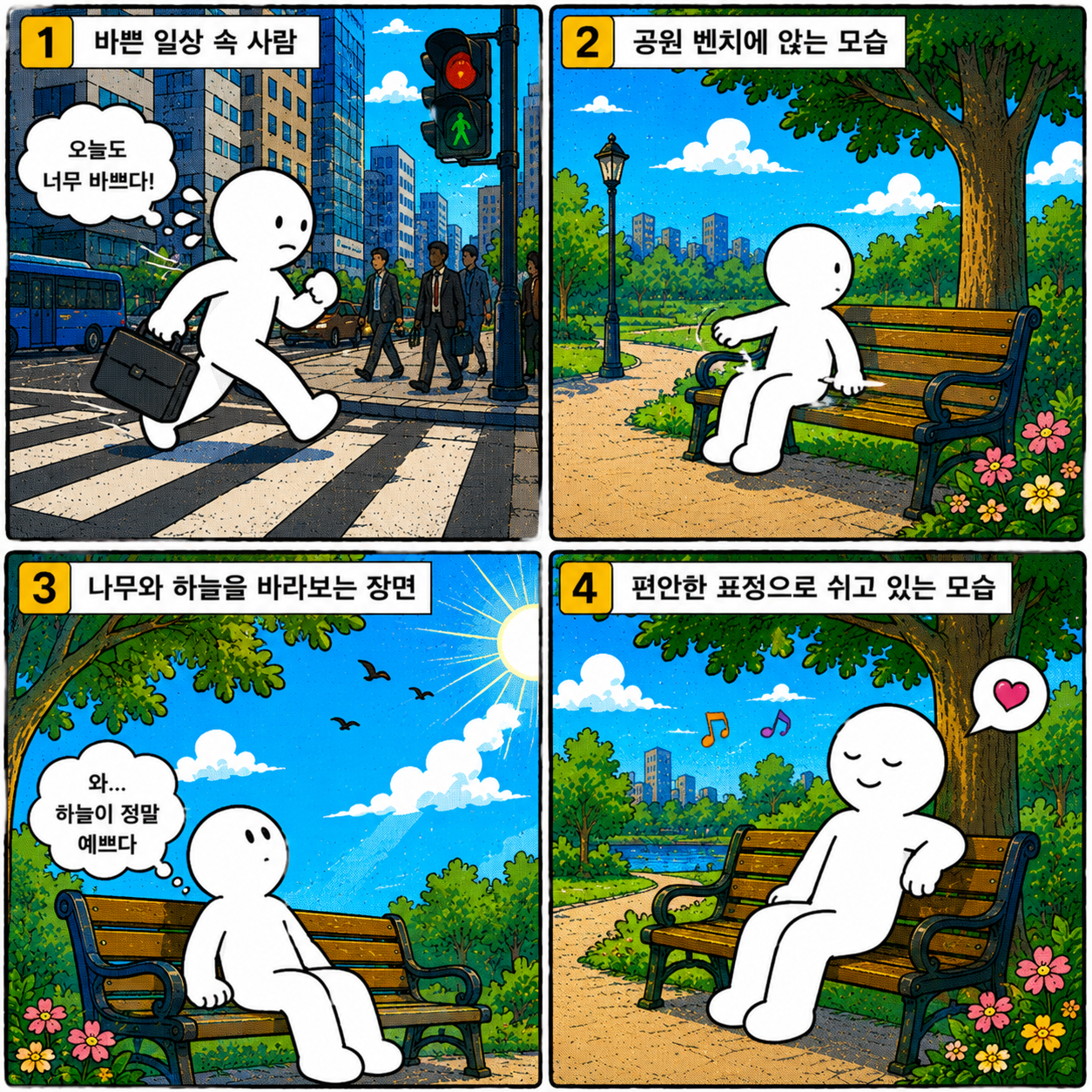 공원속에서의 여유로운 시간 찾기