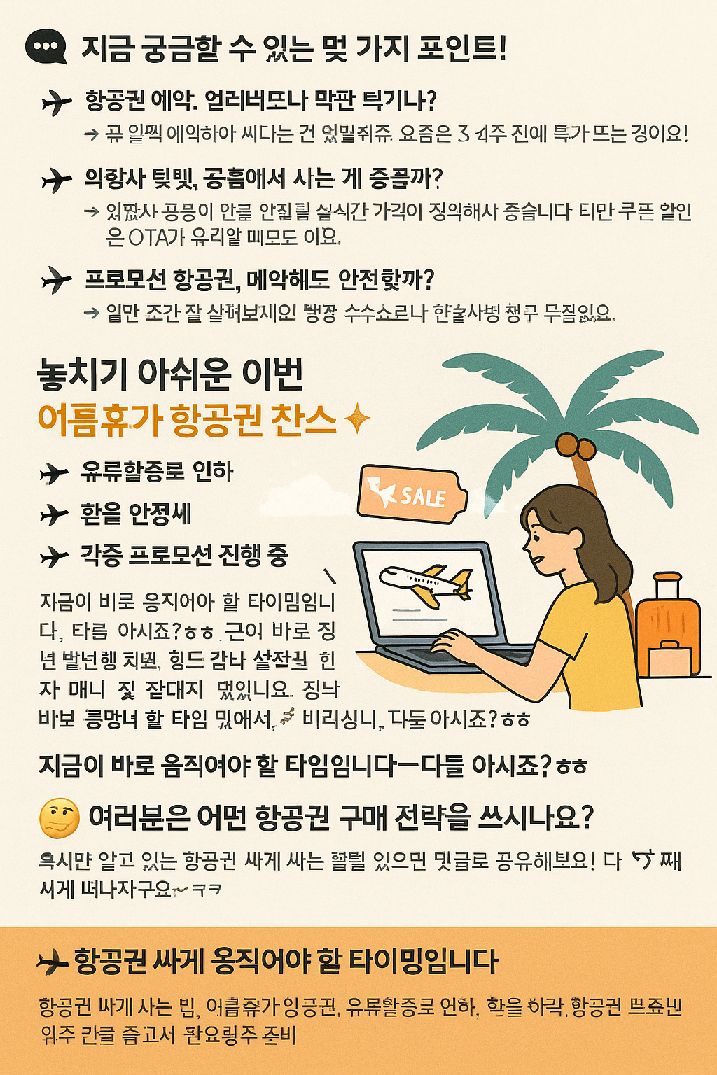 여름휴가 항공권, 이 타이밍을 놓치면 후회합니다!