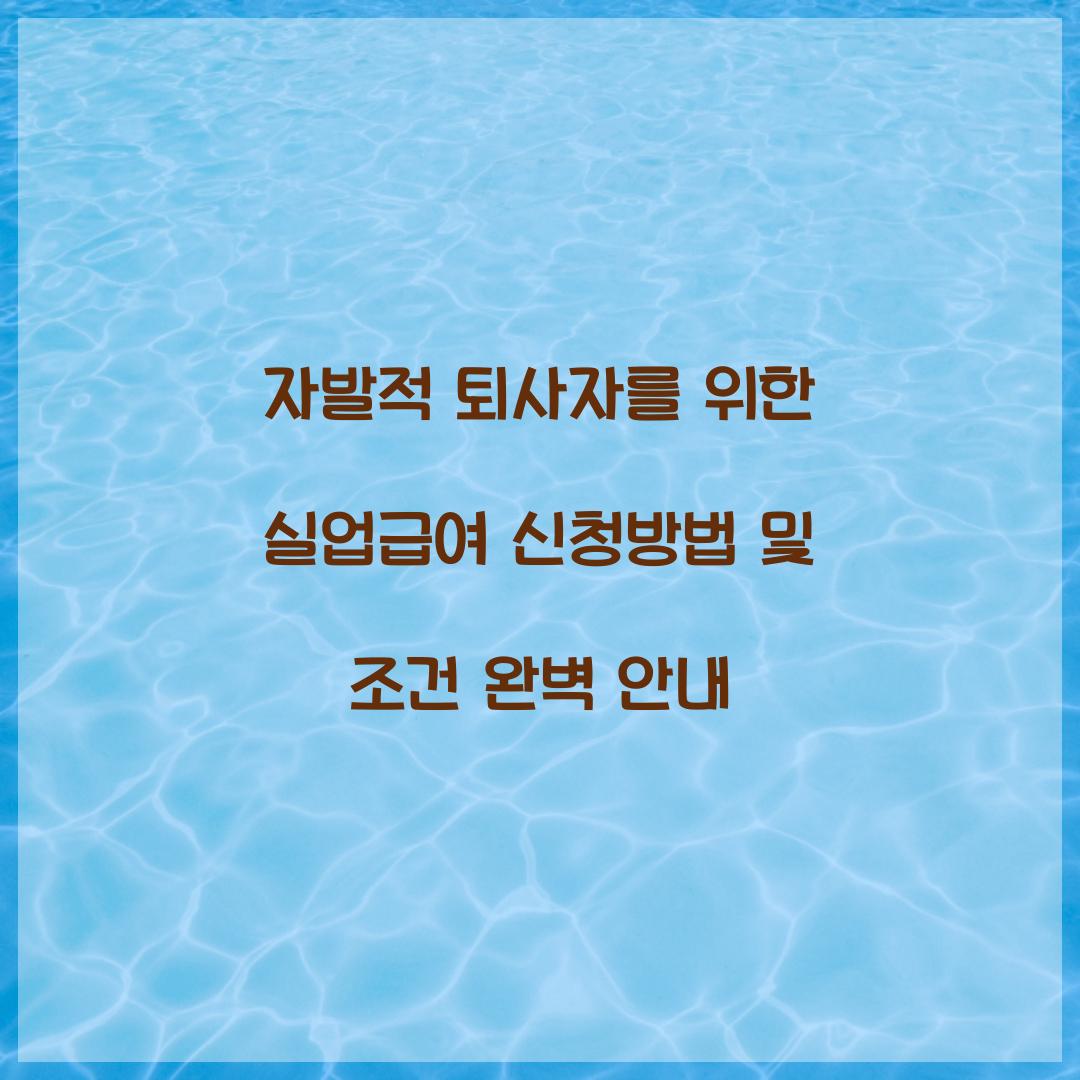 자발적 퇴사자를 위한 실업급여 신청방법