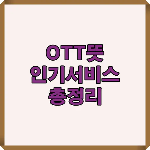 OTT 뜻과 서비스 요약을 담은 대표 이미지, 티빙 쿠팡 넷플릭스 키워드 포함