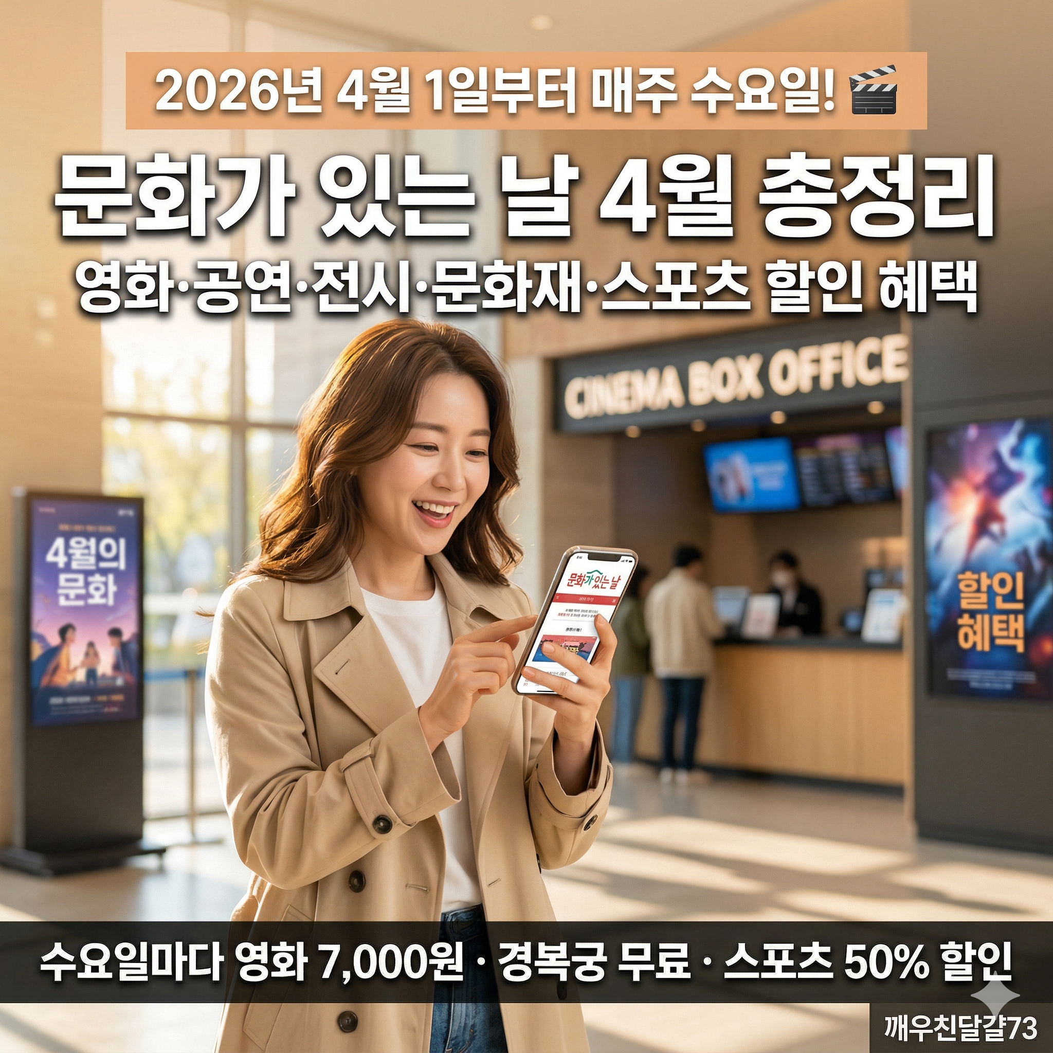 2026년 4월 문화가 있는 날 총정리 &mdash; 매주 수요일로 확대! 영화&middot;공연&middot;전시&middot;스포츠 할인 혜택
