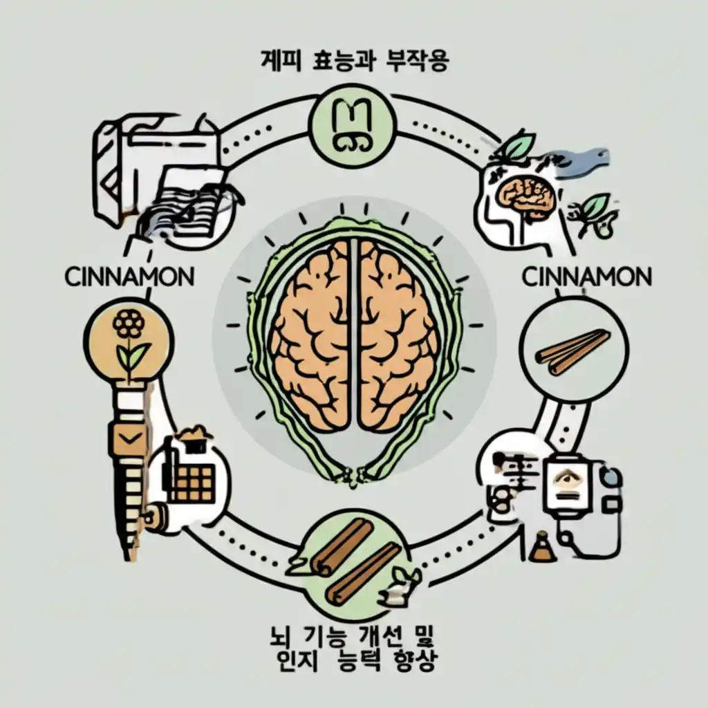 계피 효능으로 뇌 기능이 활성화되어 인지 능력이 향상되는 모습.
