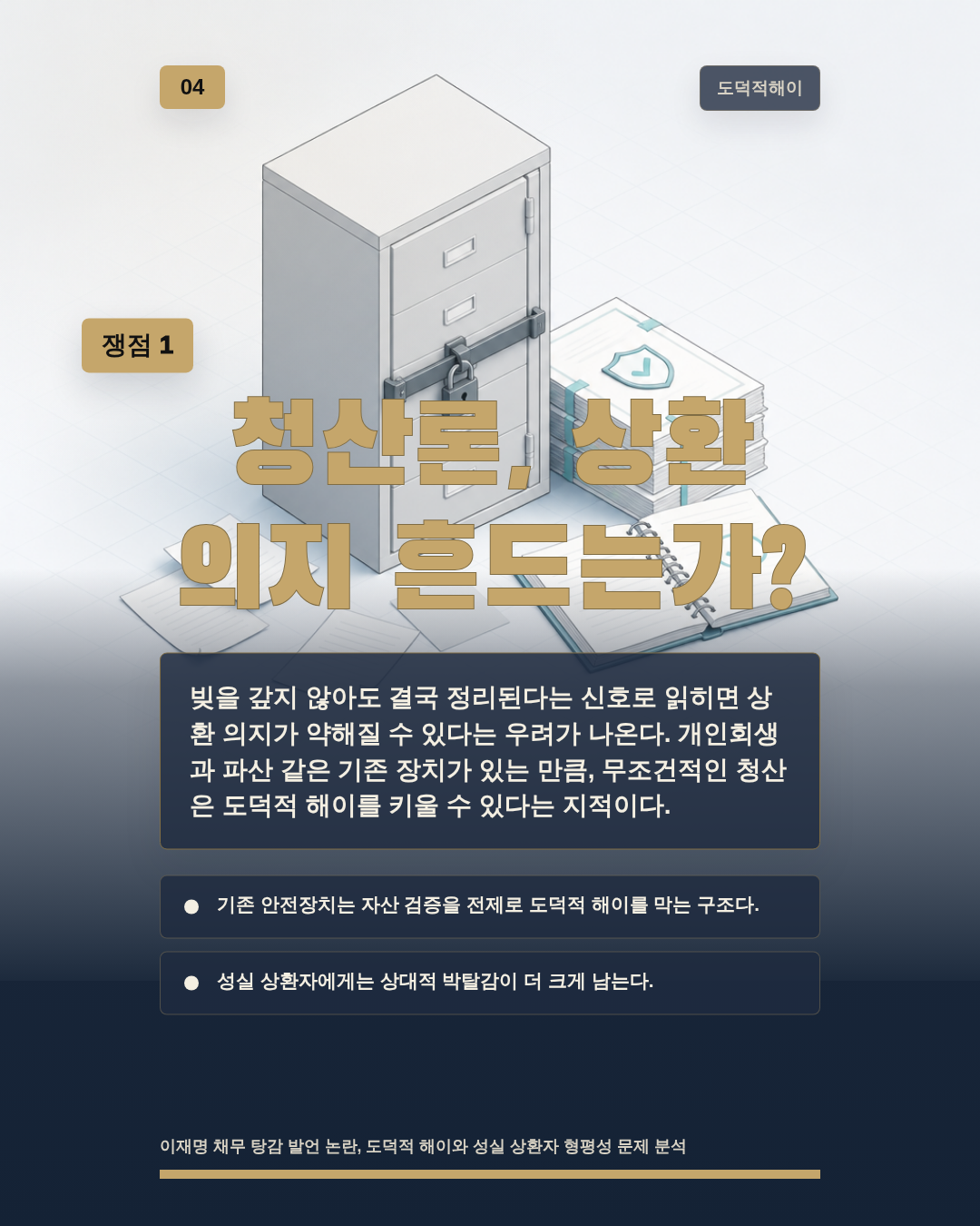 청산론, 상환 의지 흔드는가?
