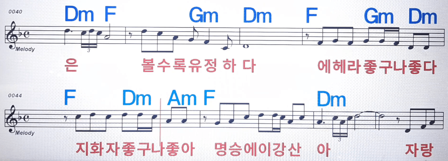 유지나(선우일선) 대한팔경 악보