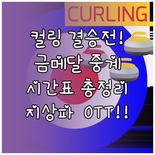 남자 컬링 결승전 중계 시간표와 지상..