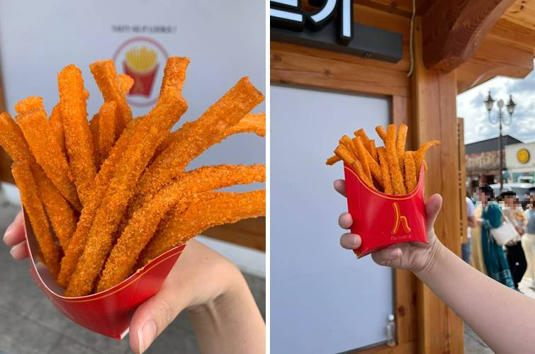 겉에 소스가 가득 뭍힌 쫀드기모습