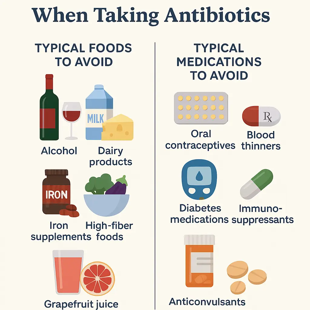 항생제 복용 시 피해야 할 음식과 약물