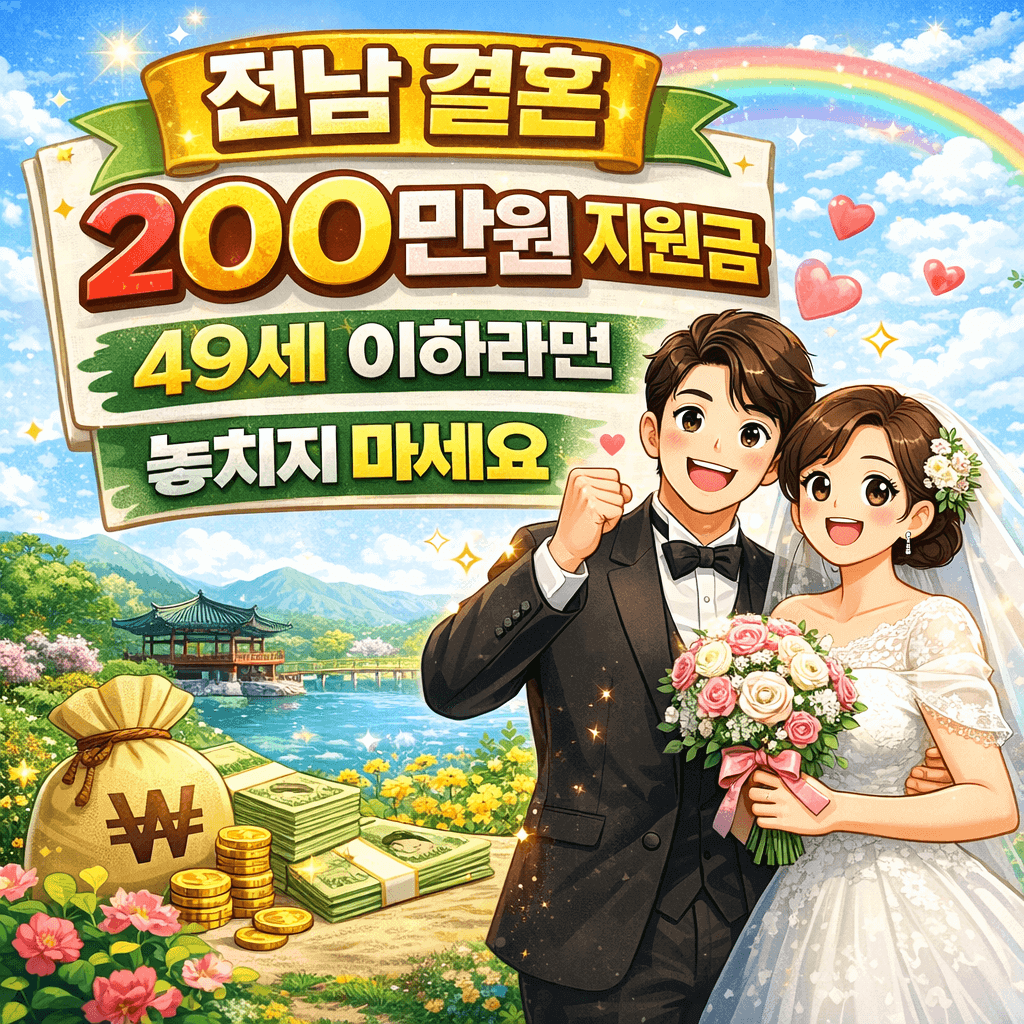 전남 결혼 200만원 지원금, 49세 이하라면 놓치지 마세요