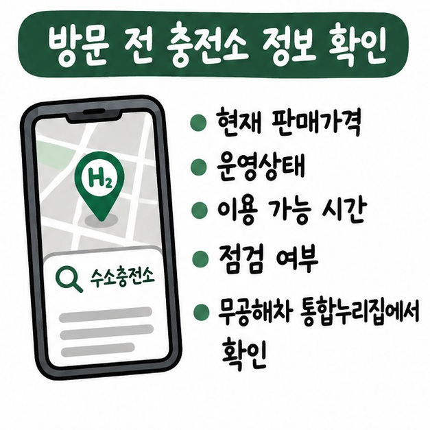 무공해차 통합누리집에서 충전소 위치와 판매가격, 운영상태를 함께 확인하는 체크리스트 카드