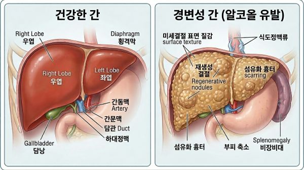 건강한 간과 경변성 간