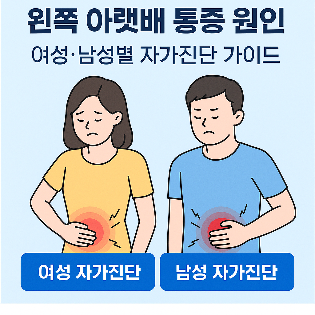 왼쪽 아랫배 통증을 설명해주는 일러스트 썸네일