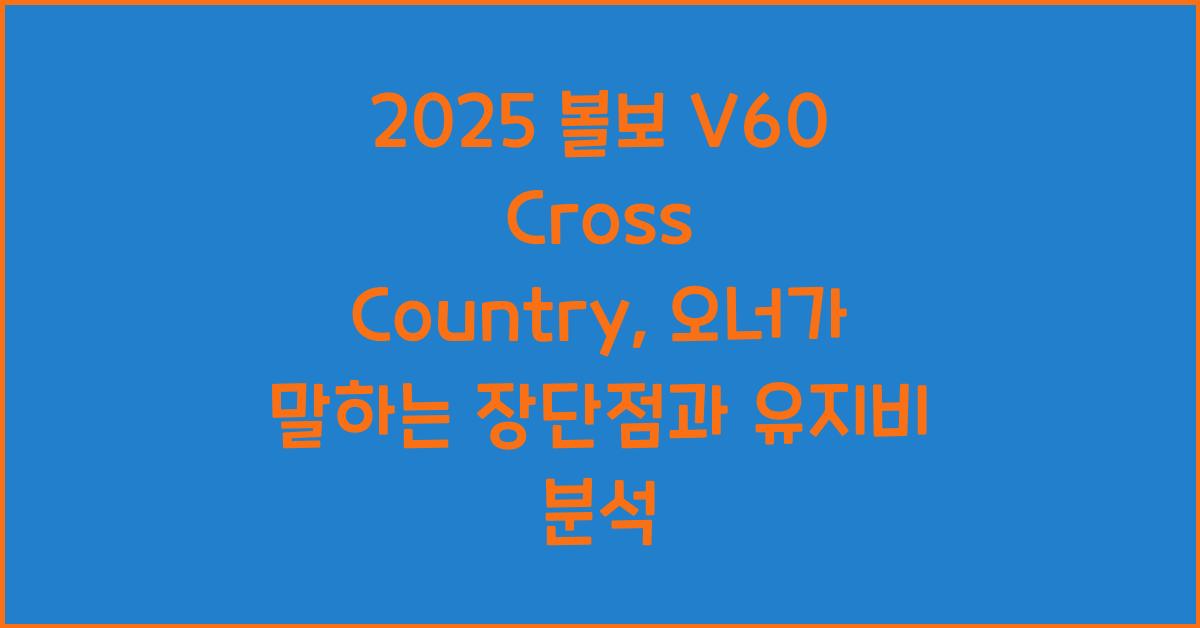 2025 볼보 V60 Cross Country 시승기 제원 연비 장단점 유지비 오너평가