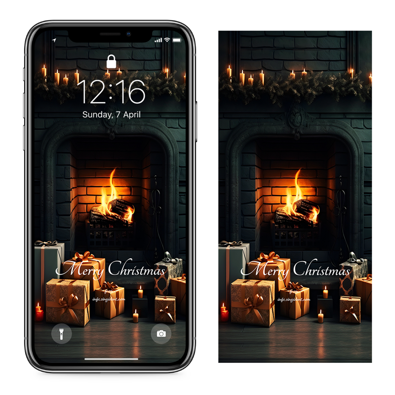 11 벽난로 앞의 선물상자들 C - Merry Christmas 크리스마스배경화면