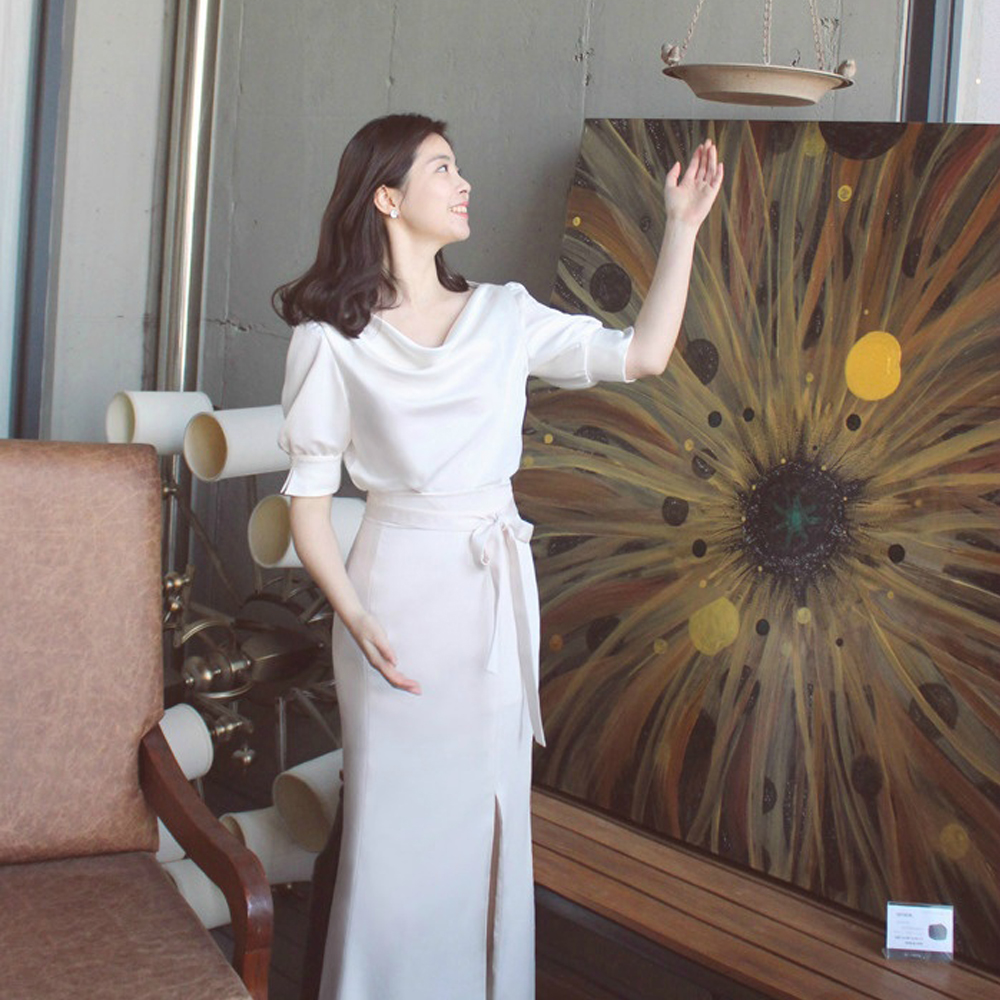 수자드레스 (대여) 아침햇살dress / 2부피로연 예복 브샤 돌잔치 블라우스투피스세트