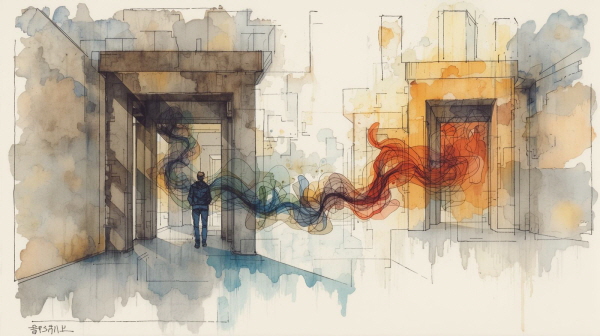 INTJ의 강박은 그들의 뛰어난 통찰력과 완벽주의가 만들어낸 구조물입니다. 하지만 그 구조물은 감정의 흐름을 막고, 삶의 유연함을 빼앗기도 합니다에 관한 그림