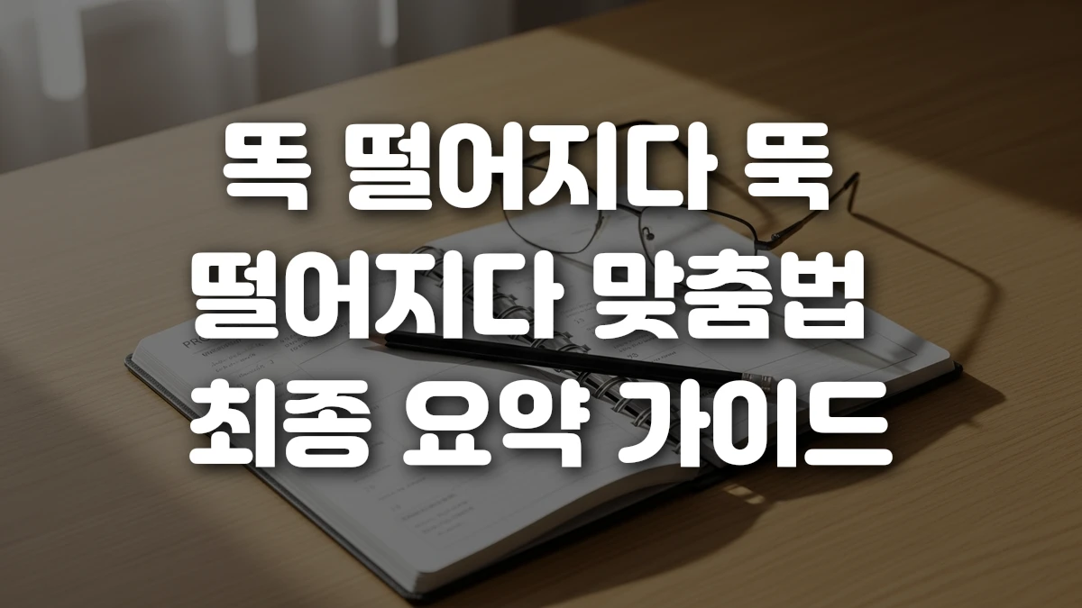 똑 떨어지다 뚝 떨어지다 맞춤법 최종 요약 가이드