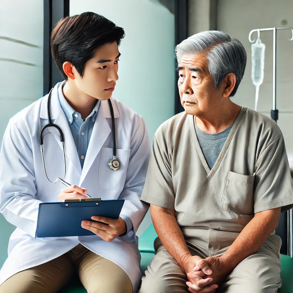 치매노인을 진료중인 모습