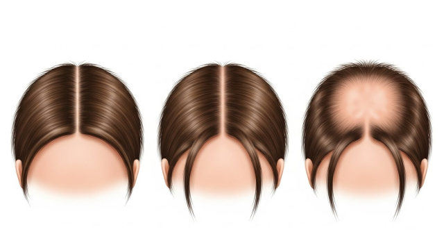 여성형 탈모 패턴을 비교한 두피 그림